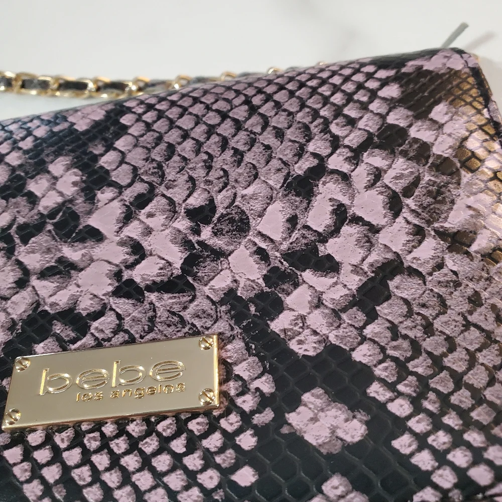 Bebe Purple Snakeskin Crossbody Bag